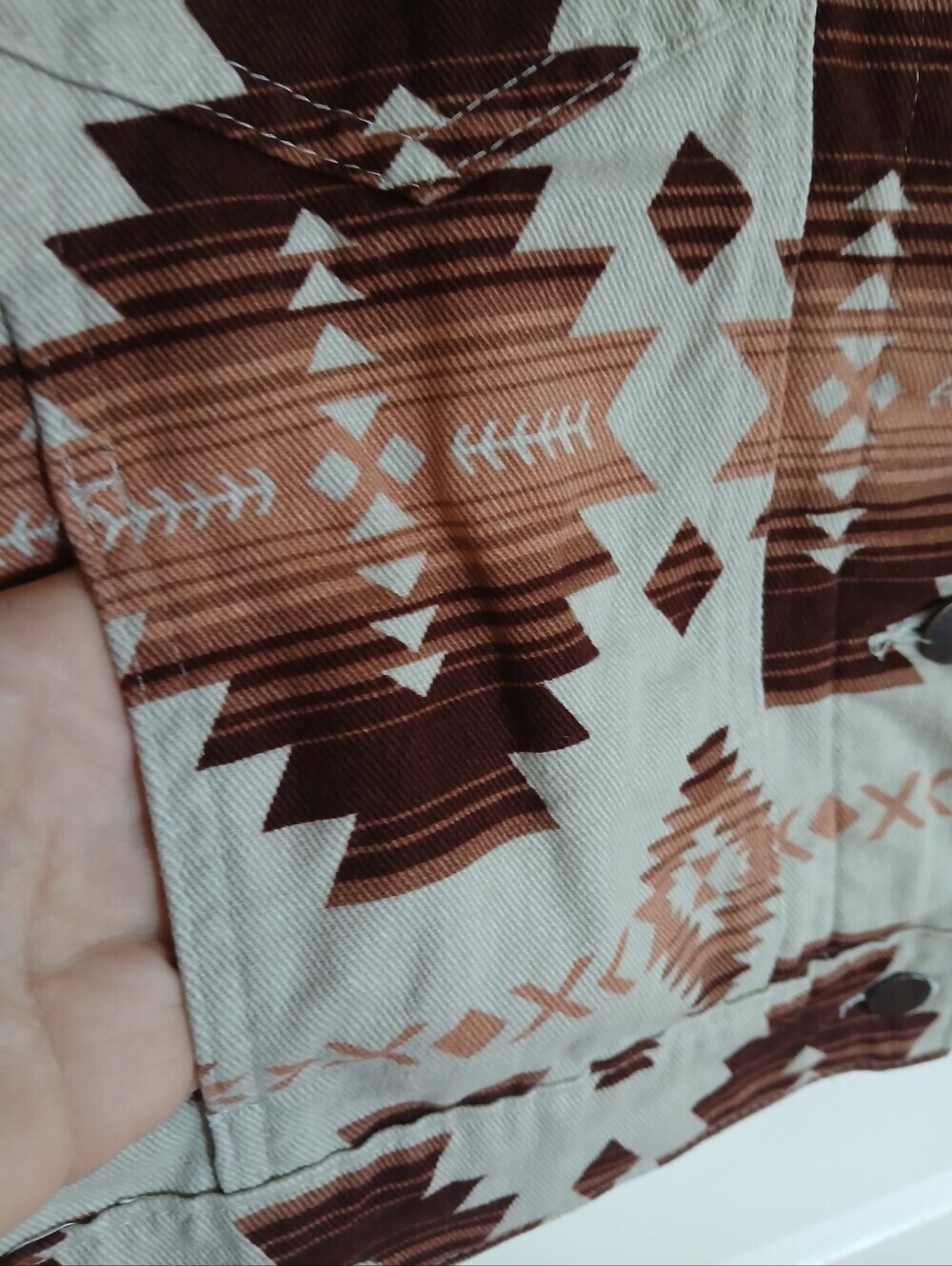 Wrangler Women's Aztec Print Jacket in Cream & Brown Southwestern Country  Boho - Picture 6 of 9